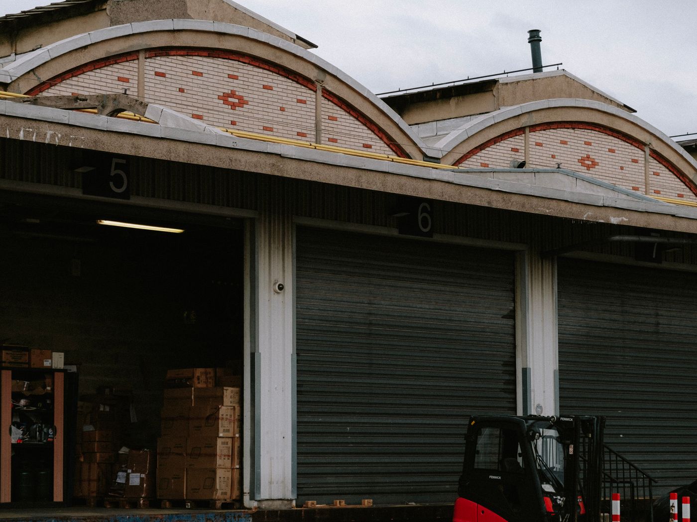 Roller doors along a loading dock